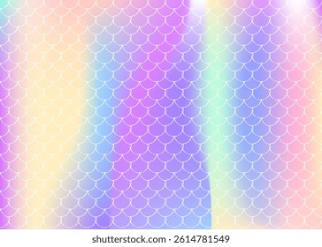 Mermaid scales background with holographic gradient.