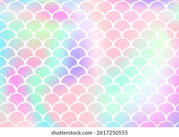 Mermaid scales background with holographic gradient.