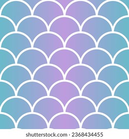 Mermaid scales in blue-purple tones. Mermaid theme seamless pattern vector. Colorful gradient mermaid scales. cute pastel water waves. Fish tail or fish scales pattern. Underwater and sea pattern