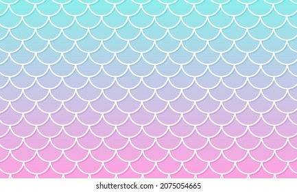 Mermaid scales. Fish squama. Kawaii pattern. Watercolor holographic background. Pink Blue Colors vector illustration. Scale print.