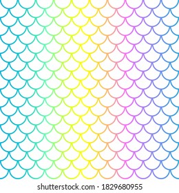 Mermaid scales on white background. Fish squama. Rainbow colors. Scale Print.