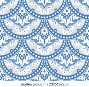 Mermaid scales ornamental seamless pattern. Stylized fish scale texture for textile, wallpaper, wrapping.