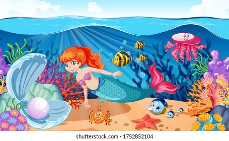 Mermaid Under Sea Vector Hd Stock Images Shutterstock