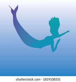 mermaid sea blue background fairytail fantasy vector illustration