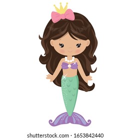 Mermaid sea princess vector cartoon illustration