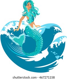 Mermaid in sea waves