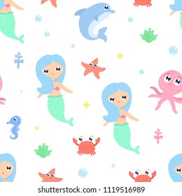 Mermaid seamless background