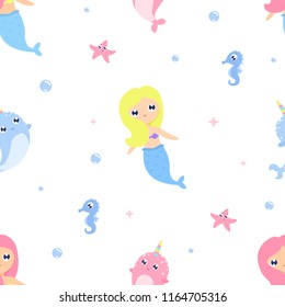 Mermaid seamless background
