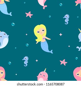 Mermaid seamless background