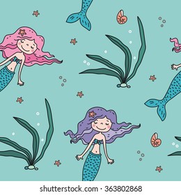 mermaid seamless pattern 