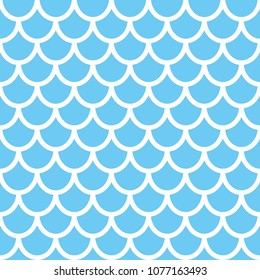 Mermaid seamless pattern. Fish scale background. Blue texture for your design. Vector backdrop.