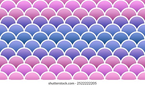 Mermaid seamless pattern. Fish scale background. Reptile skin texture. Blue pink print. Cute marine backdrop with gradient. Vector illustration. Retro sea wrapping paper.
