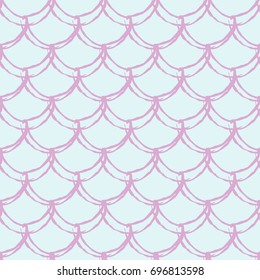 Mermaid seamless pattern. Fish skin texture. Tillable background for girl fabric, textile design, wrapping paper, swimwear or wallpaper. Blue mermaid background with fish scale.