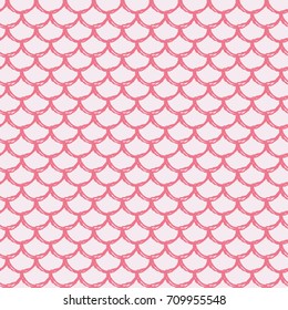 Mermaid seamless pattern. Fish skin texture. Tillable background for girl fabric, textile design, wrapping paper, swimwear or wallpaper. Pink little mermaid background with fish scale.