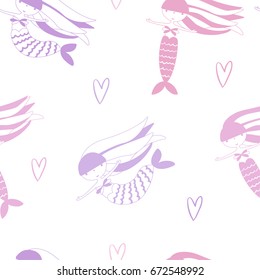 mermaid seamless vector pattern