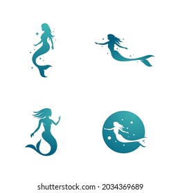 Plantilla de diseño de ilustraciones vectoriales conjunto de mermaid