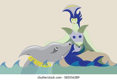 The mermaid with a shark