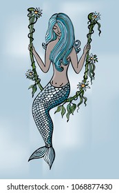 mermaid shy with curly hair