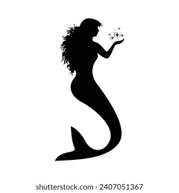 mermaid silhouette design. mythology creature sign and symbol.