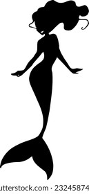 mermaid silhouette elegant vector black