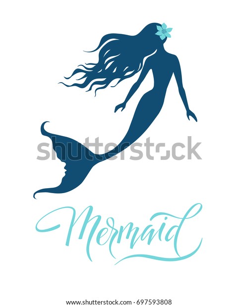 Mermaid Silhouette Hand Drawn Vector Illustration Stock Vector Royalty