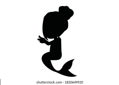 Mermaid Silhouette Illustration with Pretty Tail