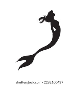 Mermaid silhouette isolated on white background. Vector illustration.