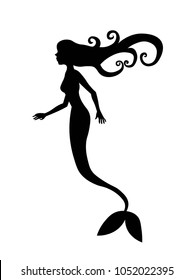 Mermaid silhouette isolated vector illustration