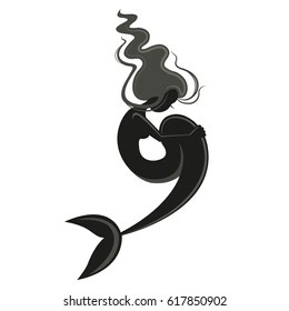 Mermaid silhouette on a white background.