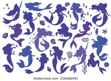 Mermaid Silhouette with Sea Lives