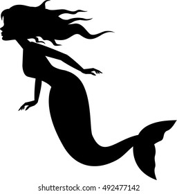 Mermaid silhouette swimming