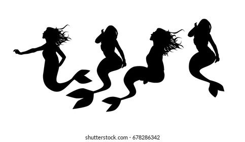 Mermaid silhouette. Vector