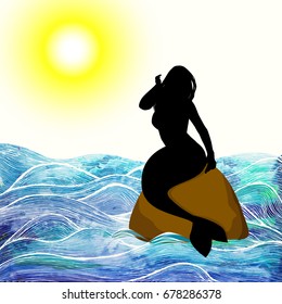 Mermaid silhouette. Vector