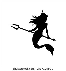 Mermaid Silhouette Vector Design Elegant Ocean Fantasy Illustration for Digital Art and Craft Projects
