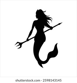 Mermaid Silhouette Vector Design Elegant Ocean Fantasy Illustration for Digital Art and Craft Projects
