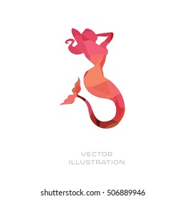 Mermaid silhouette vector icon polygonal design 