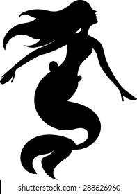 Mermaid Silhouette - Vector Illustration  