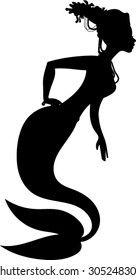 Mermaid Silhouette - Vector Illustration