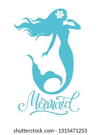 Mermaid  silhouette vector  illustration isolated on white background, logo, t-shirt design.