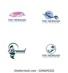 Mermaid silhouette vector logos