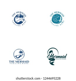 Mermaid silhouette vector logos