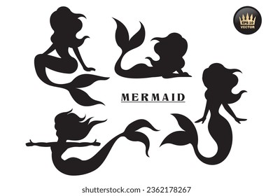 mermaid silhoutte art vector template