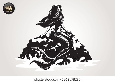 plantilla de vector de arte de sirena