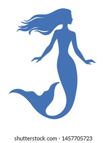 Mermaid Silhuette Vector Illustration Isolated On Stock Vector (Royalty ...