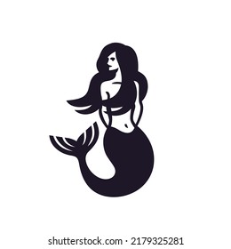 Mermaid Simple Black Icon Vector Illustration Stock Vector (Royalty ...