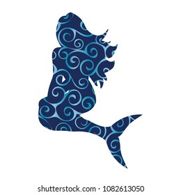 Mermaid siren pattern silhouette ancient mythology fantasy