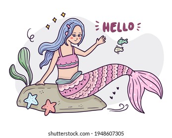 Mermaid sit in the