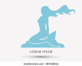 Mermaid sitting designed using line geometric pattern graphic vector.