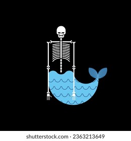 Mermaid skeleton. Bones and fish tail