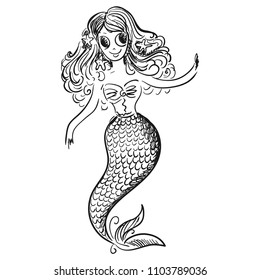 Mermaid Illustration Drawing Engraving Ink Line Stock Vector (Royalty ...